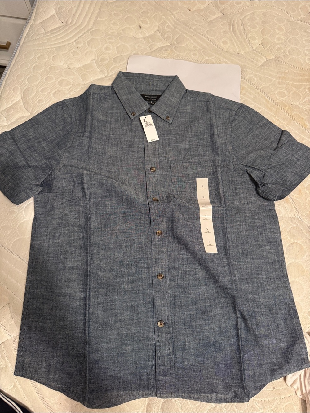 Banana Republic Short-Sleeve Button-Down Shirt — Slate Blue